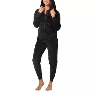 Felina Velour Black Hoodie and Jogger Set